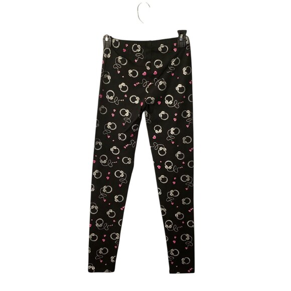Gap Kids Girls Black Leggings Headphones Hearts Print XXL 14-16 Cotton Blend NWT - Picture 2 of 8